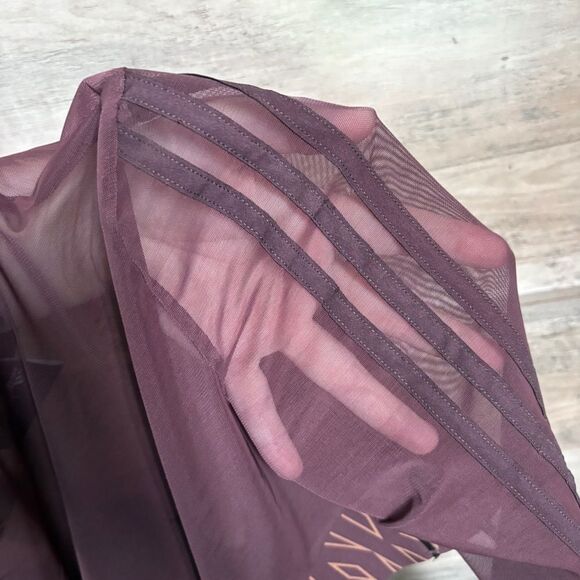 Adidas Ivy Park Monogram Brown Athletic Crop Top Mesh Long Sleeves Women's S - Picture 12 of 13